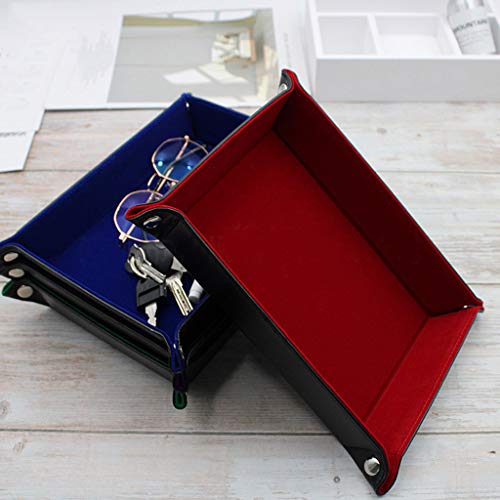 Sinwo Dice Tray PU Leather Portable Folding Dice Rolling Tray for use as Game Dice Tray (Blue) - Thumbnail 3