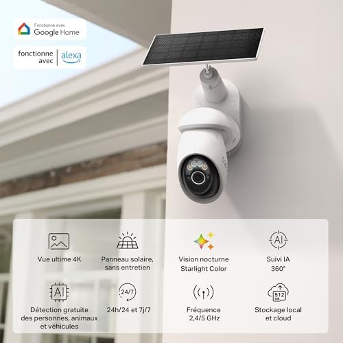 TP-Link Tapo 4K Camera Exterieur sans Fil Solaire 360° Suivi IA,C660 KIT
