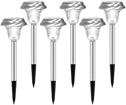 Ohuhu Stainless Steel Solar Garden Lights / Path Lights, Landscape Solar Light for Outdoor Path Patio Yard Deck Driveway and Garden, 6-pack