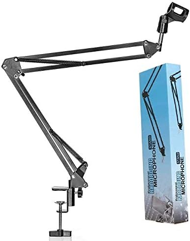 Techtest Microphone Stand Arm for Mic Dynamic and Condenser Mike Boom Scissor Studio Professional Broadcast Accessories Desk Home Recording Nb Black Suspension
