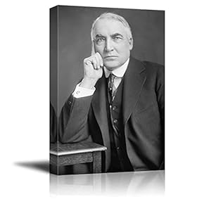 Portrait of Warren G. Harding (29th President of The United States) - American Presidents Series - Canvas Wall Art Gallery Wrap Ready to Hang - 12x18 inches