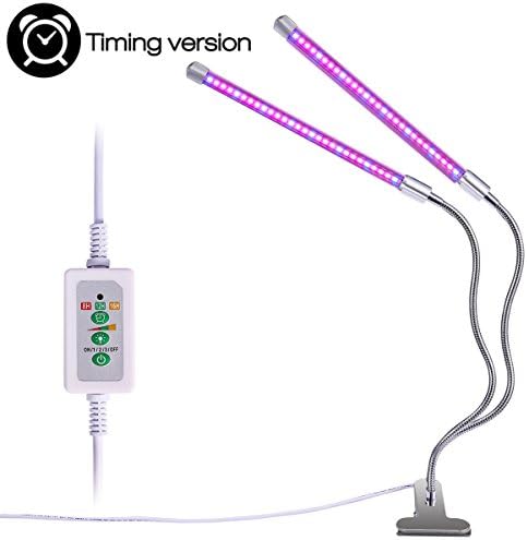 JESTEK Timing Full Spectrum Dual Head Grow light 56 LEDs 7 Dimmable Brightness Grow Light Bulbs with Adjustable 360 Degree Gooseneck for Plants Hydroponics Greenhouse Gardening [2017 Upgraded]