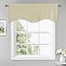 PONY DANCE Valance Window Curtains - Window Drapes Short Tiers Home Decor Window Scalloped Valances Rod Pocket Panels for Bedroom, 42 W x 18 L inches, Biscotti Beige, Set of 4