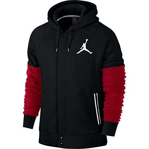 Nike mens jordan varsity hooded sweatshirt black/gym red/white 68…