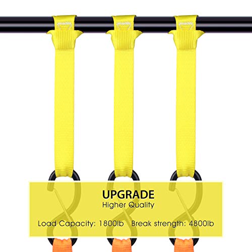 JCHL Soft Loop Tie Down Straps 1800Lbs Load Capacity, Tie Down Loops for Securing ATV UTV Motorcycles Scooters Dirt Bikes Lawn Garden Equipment yellow (8 Pack)