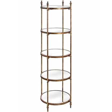 gold circular shelving unit