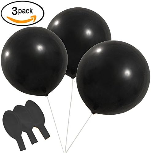 Round Balloons 36" Gender Reveal Party Decoration NYE (Black) 3 Pack - By Retail Parity