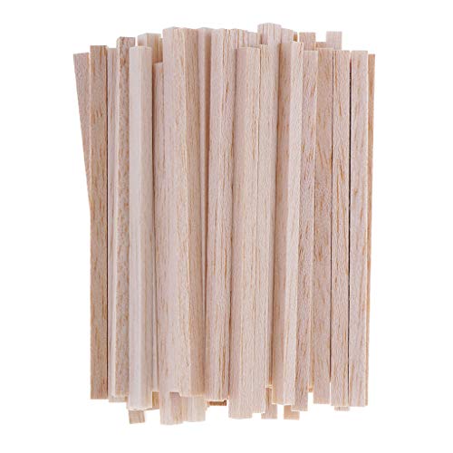 Fityle 50 Pieces Square Unfinished Balsa Wood Stick Wooden Dowel Rod for Kids Model Making DIY Craft Home Wedding Party Decoration 50/80/110mm - 110mm