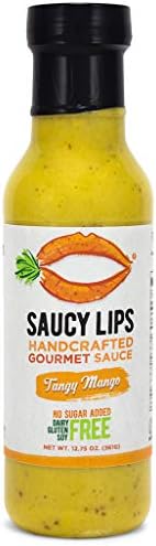 Saucy Lips, Tangy Mango, keto/paleo/vegan salad dressing, marinade, mustard, cooking sauce, sugar free dressing, low carb sauce, low sodium, soy/dairy/nut/gluten free, 12 oz (1 pack)