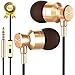Marsno M1 Wired Metal in Ear Headphones, Noise Isolating Stereo Bass Earphones with Mic，Dynamic Drivers Provide Stereo & Crystal Clear Sound (Grey) (Gold)