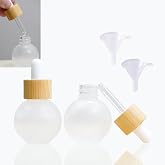 Rowcay 2 Pack 50ml Empty Frosted Glass Dropper Bottles, Bulb, 2 Funnels | Filling Tools Simplify Refills; Pipettes Dispense Essential Oils, Perfume, Serum, Hair Oil and Fragrance Samples Precisely