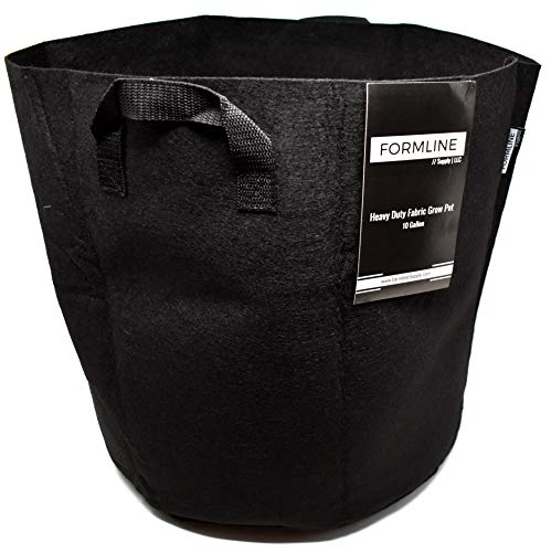 Formline Supply Premium 10 Gallon Grow Bags [Pack of 5]. Fabric Flower Pots are The Smart Way to Garden. Add These Heavy Duty Planters to Your Grow Tent Kit or Hydroponic System to Increase Yields.