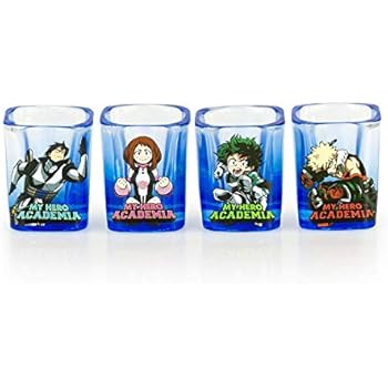 JUST FUNKY My Hero Academia Set of 4 Heros 2 oz Square Shot Glasses, from The Anime Series