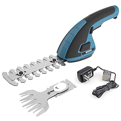 WESCO Cordless Hedge Trimmer 7.2V Grass Shears, 2in1 Handheld Shrub