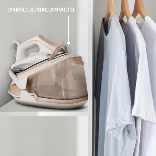 Turbosteam, Centro de planchado compacto, Vapor potente, Salida de vapor continua hasta 120g/min y golpe de vapor extrapotente de 350g/min, Suela MicroSteam 400 con acabado láser, VR8326F0