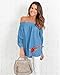 Women's Blue Jeans Off Shoulder Strapless Embroidery Floral Casual Denim Shirts Tops Blouses