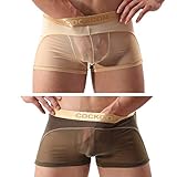 Men Boxer Briefs Shorts Bulge Pouch Soft Underpants See-through Underwear 828 (Large, skin/army green)