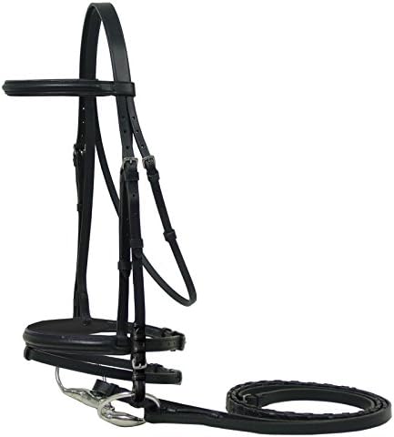 Paris Tack Macmillan Series English Dressage  Bridle with Laced Reins and Removable Flash Noseband Attachment, Black, Oversize