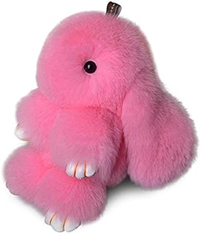 Bunny Rex Rabbit Fur Key Chain Car Handbag Wallet Backpack Key Ring Plush Toy (Pink, 5.1inch/13cm)