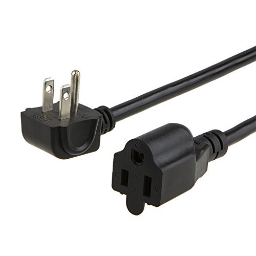 CableCreation [10-PACK] 1 Foot Power Strip Adapter,16 AWG Angle Power Extension Cable Cord For NEMA 5-15R to NEMA 5-15P, 0.3M / Black