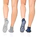 Rymora Grip Socks for Women & Men - Sticky Anti Slip Non Skid - Perfect for Yoga, Pilates, Barre, Hospital, Labor Delivery, Trampoline [2 Pairs: Navy & Grey] [Medium: US Men: 8-11 / US Women: 9-12]