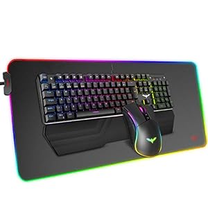 Havit Mechanical Keyboard and Mouse Combo RGB Gaming 104 Keys Blue Switches Wired USB Keyboards with Detachable Wrist…