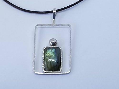Genuine Labradorite Sterling Silver Pendant Necklace Feldspar Mineral Intuition 5th Throat Chakra