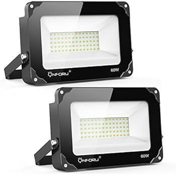 Onforu 2 Pack 60W LED Flood Light, 6000lm Super Bright LED Floodlight, IP65 Waterproof Outdoor Security Lights, 5000K Daylight White Flood Light for Yard, Playground, Basketball Court