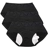 Tansan Women Menstrual Period Briefs Sanitary Leakproof Briefs & Postpartum Easy Clean Bleeding Protective Panties-3 Pack (L, Black)