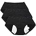 Tansan Women Menstrual Period Briefs Sanitary Leakproof Briefs & Postpartum Easy Clean Bleeding Protective Panties-3 Pack (L, Black)