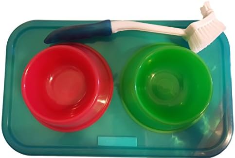 Puppy Bowl -Food, Water Dish with Anti-Dish Slide Tray and Cleaning Brush