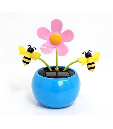 Sunflower Solar Dancing Insect for Car Decoration - Cute Flip Flap Swing Eco-Friendly Bobblehead Flowers in Colorful Pots