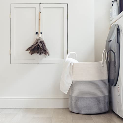 OrganiHaus Gray Nursery Laundry Basket 15x18 Farmhouse Hamper Basket