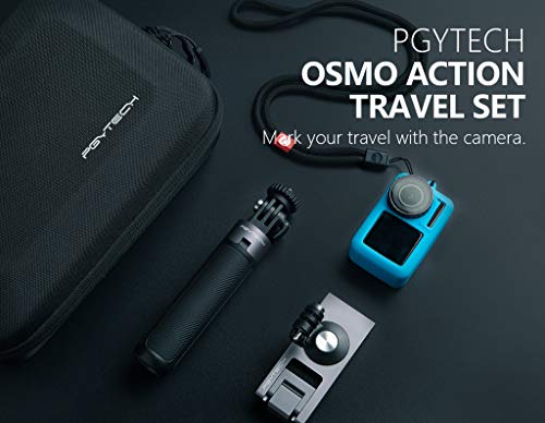 Sodoop 4 in 1 Video Shooting Accessories Set for DJI OSMO Action Camera, Portable Handheld Carrying Case Hard Bag Tripod Holder Strap Fixing Seat Silicone Protective Cover(Blue) Tripod Selfie Stick