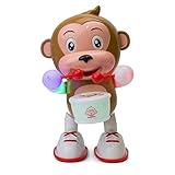 Multi Color Flashing Dancing Monkey with Sounds - Glowing Hands, Drum, - Electronic Action Toy with Sweet Melodies