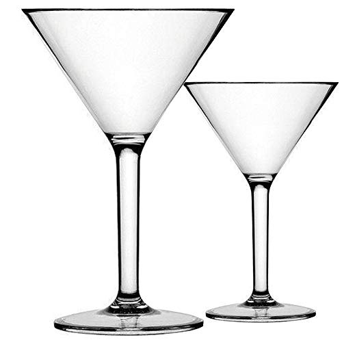 K BASIX Unbreakable Martini Glasses Set of 2 - Polycarbonate - Reusable, 10.2 Ounce - Premium Quality - Gold Series