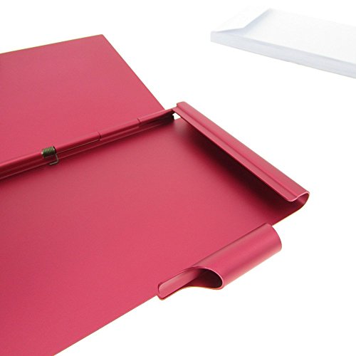 Cmxsevenday C68809 Pocket Size Aluminium Alloy Memo Pad Holder, with Ball Point Pen - Red