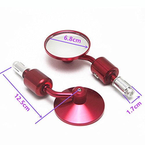 Universal Red 7/8'' 22mm Motorcycle Handlebar Round Bar End Rearview Side Mirrors Cafe Racer Old School Bobber Touring Dirt bike