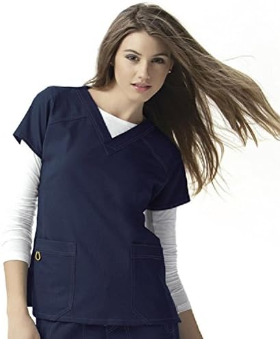 Women's 6214 Four Way Stretch Sporty V-Neck Scrub Top Navy Blue