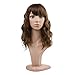 MelodySusie Mid Length Curly Wavy Wig for Women, 17 inches Hair Replacements Wig with Bang, Synthetic Fiber, Natural as Human Hair, for Daily Halloween Cosplay with Wig Cap, Light Brown
