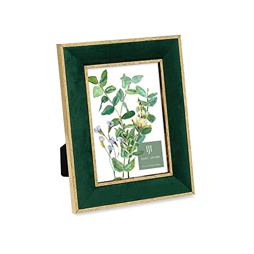 Isaac Jacobs 5x7 Green Velvet Picture Frame with Metallic Gold Double