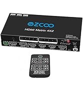 HDMI Matrix 4x2 4K 60Hz 4:4:4 HDR D-o-l-b-y Vision Atmos EDID Scaler Switch - HDMI Scale 4K 1080P...