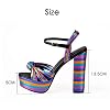 Women-Multi-Metallic-Chunky-Block-Dress-High-Heel-Wedge-Shoes-Platform-Sandals