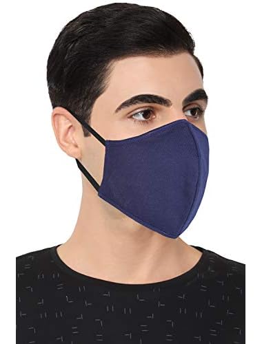 Louis Philippe Mens Cotton Viroblock Face Mask (Pack of 4) (LPMSMRGPD66801_Assorted_Large)