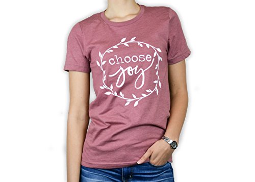 Bourne Southern Choose Joy Women’s Graphic Printed Fashion T-Shirt (Medium, Mauve Heather)