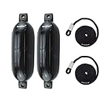 Norestar Ribbed Boat Fenders/Bumpers Two Pack with Two Fender Lines