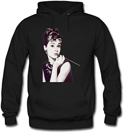Xinta Custom Audrey Hepburn Women's Hoodie, Designer Classic Print Adult Hoodie Small Black