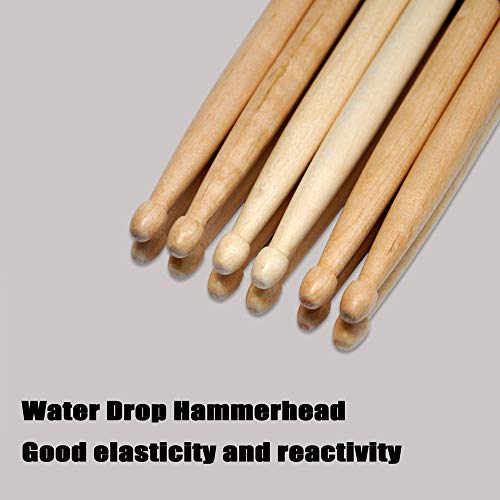 Drum sticks Set 2 Pair 5A Non-Slip Drum Sticks Classic Maple Wood, 1 Pair red 1 Pair black with a Velvet Drawstring Bag