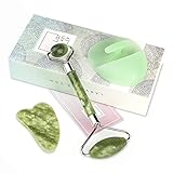 Larvincy Jade Rollers For Face - Gua Sha Scrapping - Himalayan Stone Anti Aging Wrinkles, Puffiness Facial Neck Eyes Rollers - Slimming, Firming, Rejuvenating Skin Massager Treatment Therapy