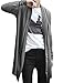 Allegra K Men Long Sleeve Open Front Pockets Leisure Long Cardigan M Grey